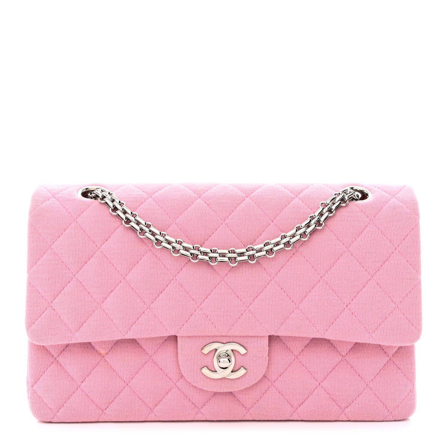 Chanel Jersey Quilted Small Double Flap Pink 1 of 15