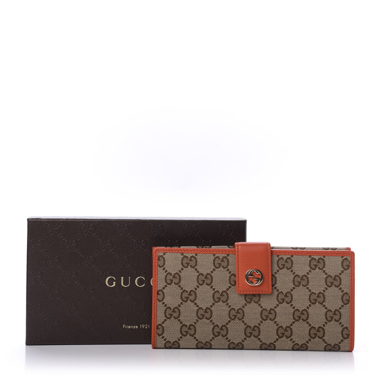 Monogram Cellarius Calfskin Miss GG Continental Wallet Beige Ebony New Dark Orange