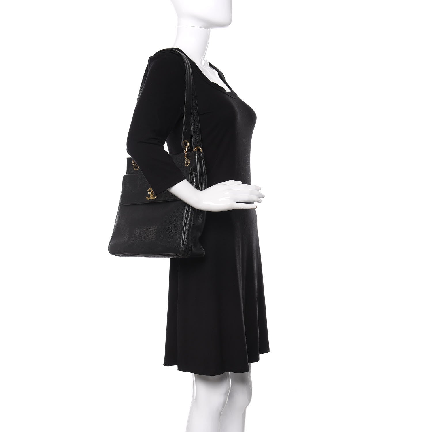 Chanel Caviar Flap Shoulder Bag Black 2 of 17