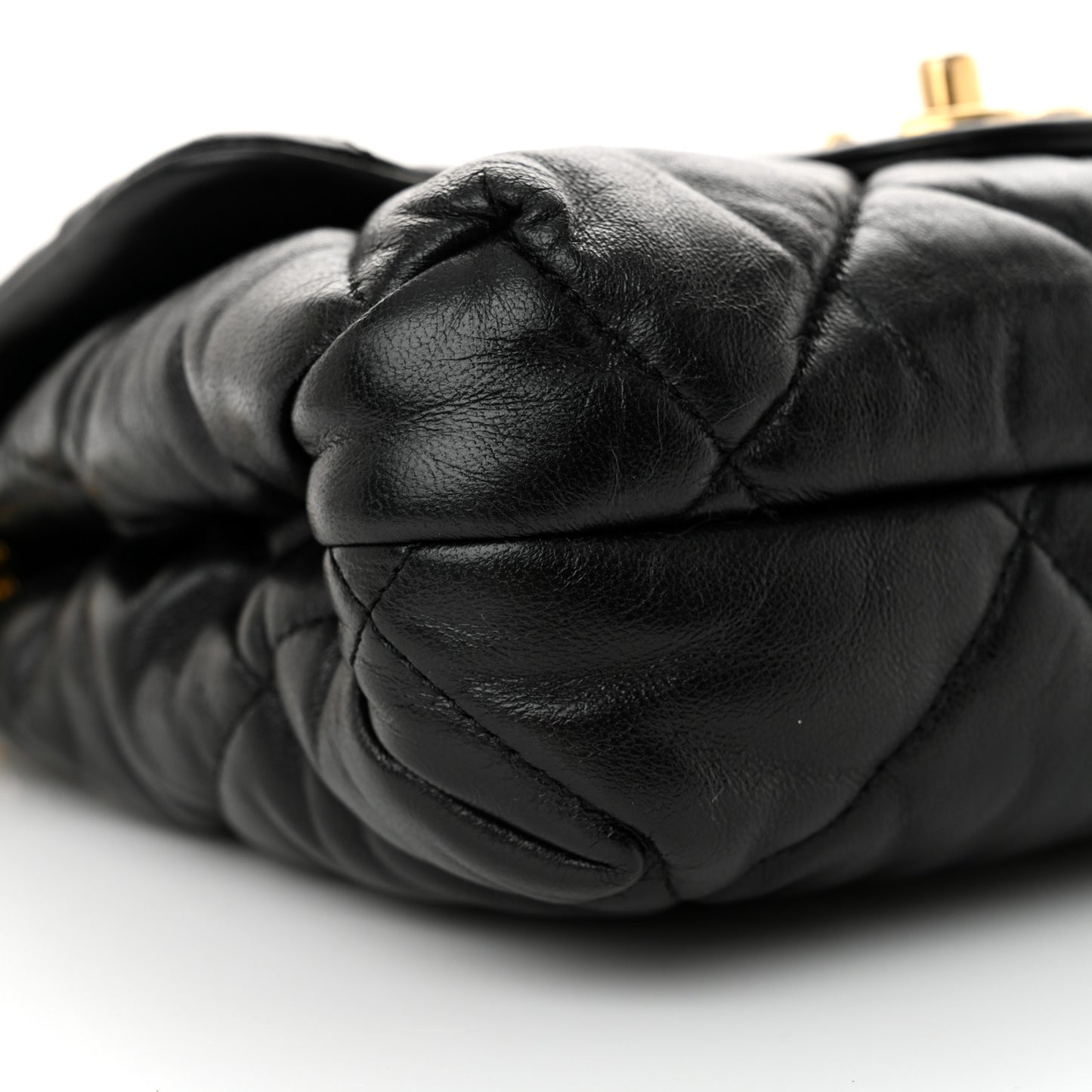 Lambskin Quilted Small Chain Top Handle Flap Black