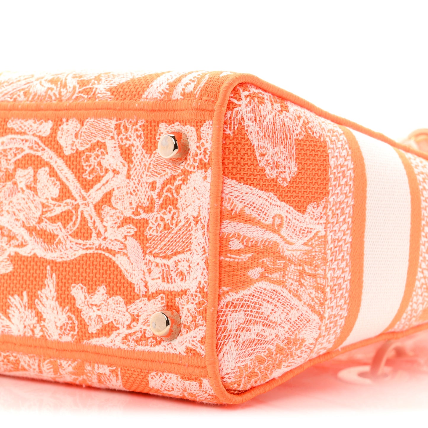 Canvas Toile De Jouy Reverse Embroidered Medium Lady D-Lite Fluorescent Orange