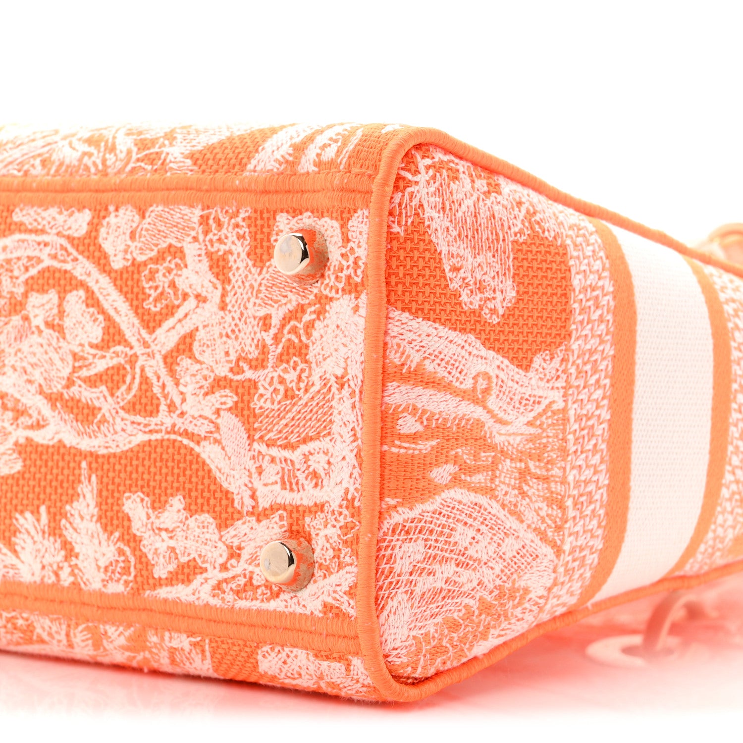 Christian Dior Canvas Toile De Jouy Reverse Embroidered Medium Lady D-Lite Fluorescent Orange 10 of 10