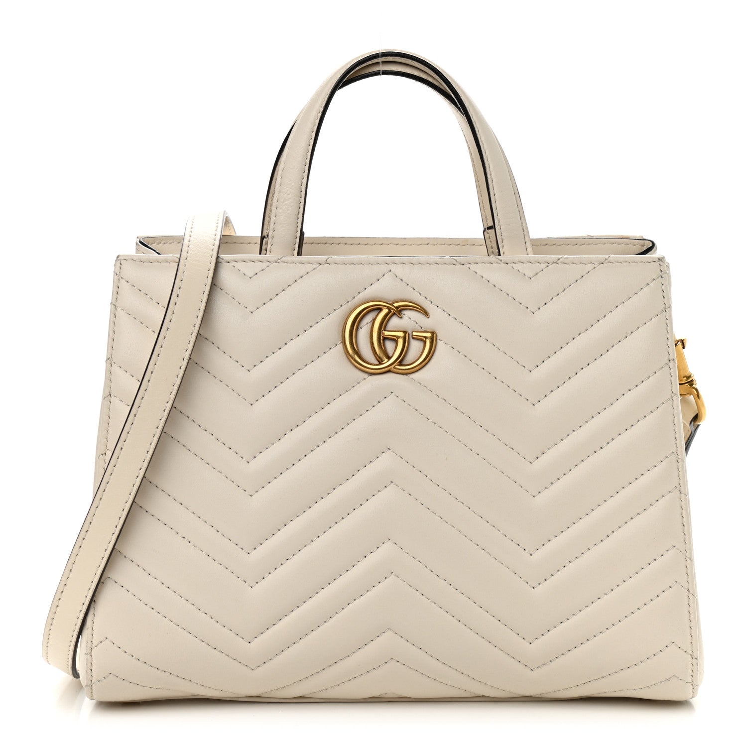 Gucci Calfskin Matelasse Small GG Marmont Tote White 1 of 13