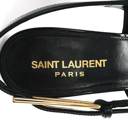 Saint Laurent Glazed Calfskin Lee Slingback Pumps 37 Black 9 of 11