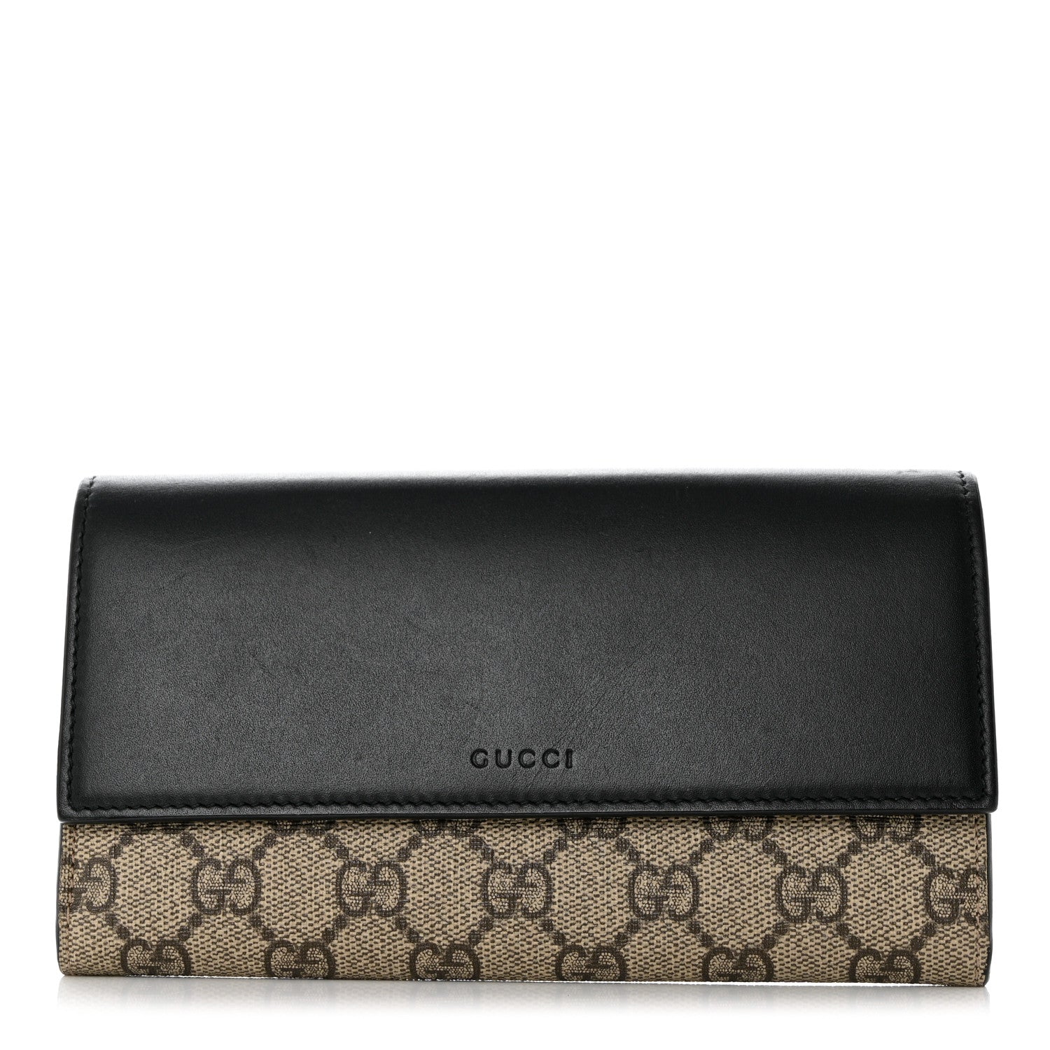 Gucci Calfskin GG Supreme Monogram Continental Wallet Black 1 of 9