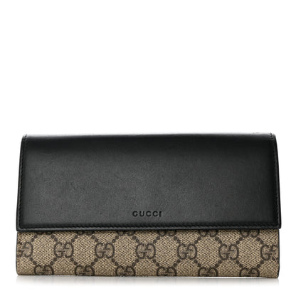 Gucci Calfskin GG Supreme Monogram Continental Wallet Black 1 of 9