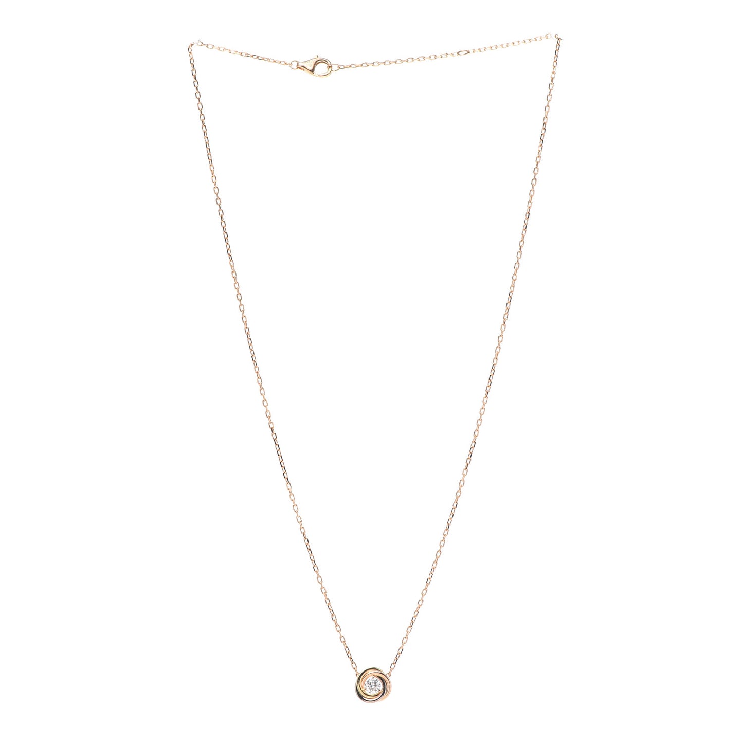 18K Pink White Yellow Gold Diamond Trinity De Cartier Pendant Necklace