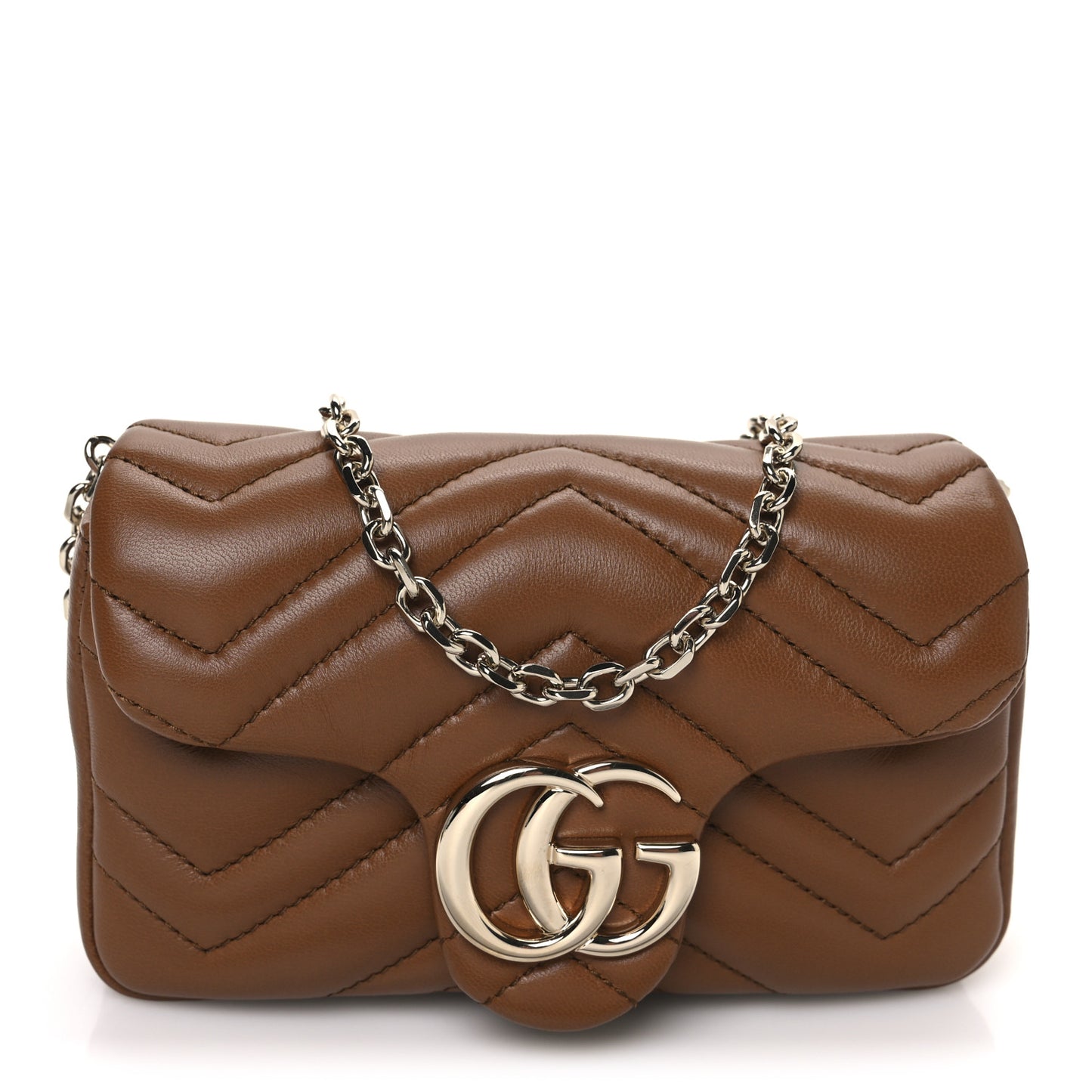 Lambskin Matelasse Mini GG Marmont Shoulder Bag Brown