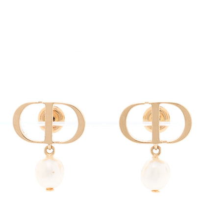 Christian Dior Pearl Logo Earrings Gold 1 of 5