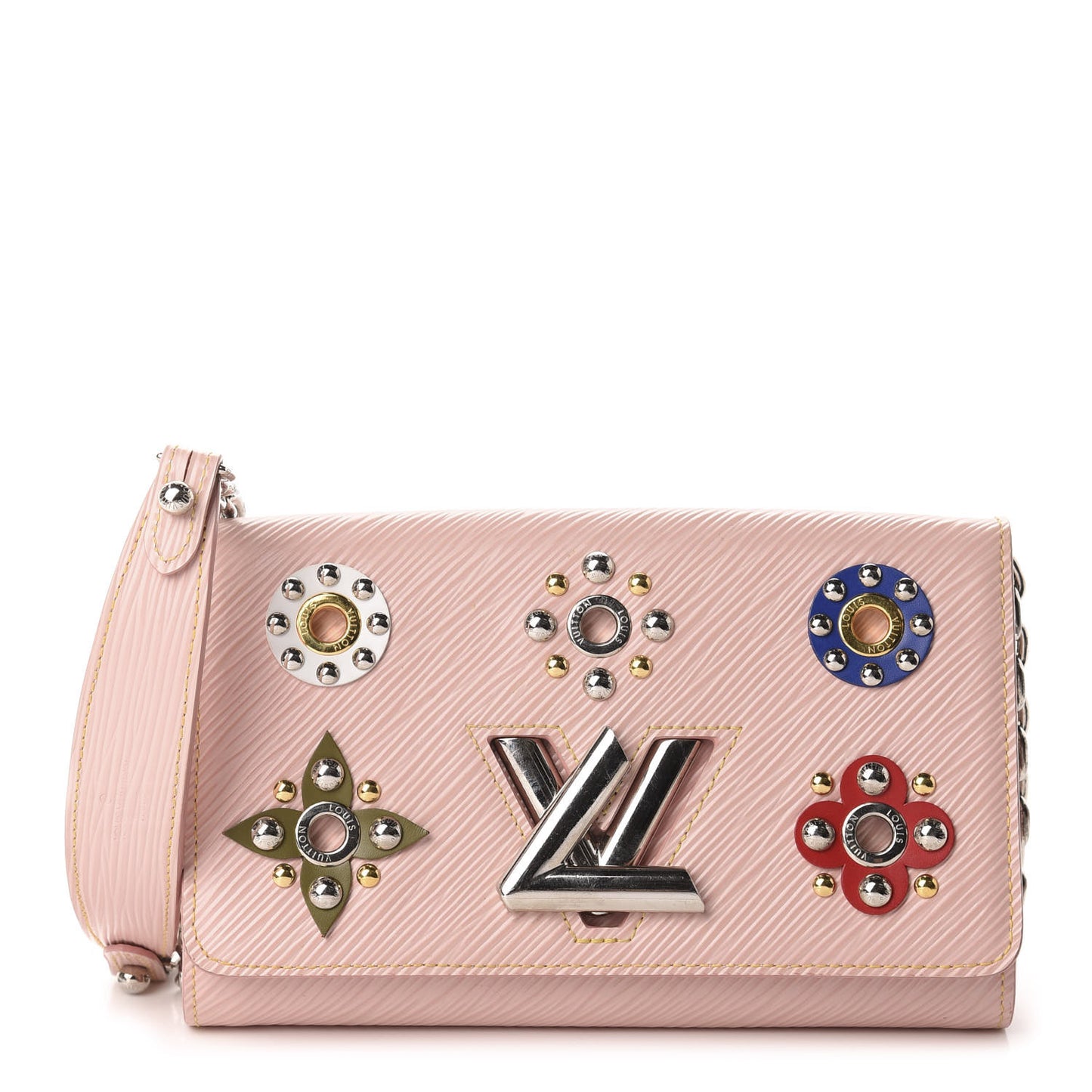Epi Mechanical Flowers Twist Chain Wallet Rose Ballerine