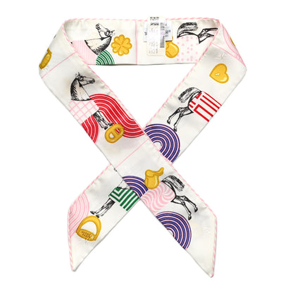 Hermes Silk Garde Robe Pop Charms Twilly White Multicolor 1 of 4