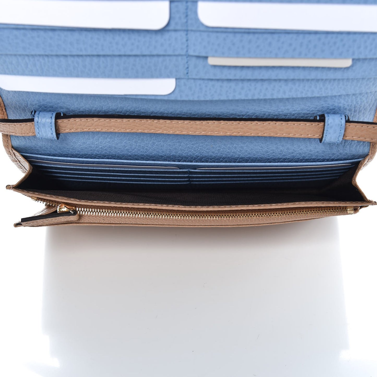 Dollar Calfskin Mini Swing Wallet Bag Camelia Mineral Blue