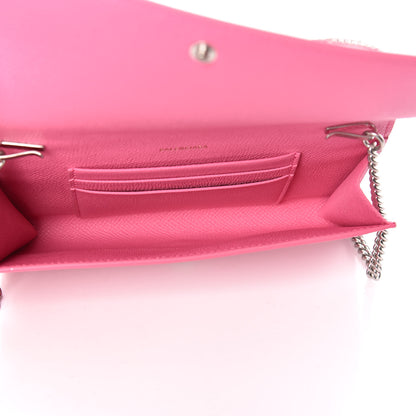 Balenciaga Signature Grained Calfskin Logo Ville Wallet on Chain Bubble Gum Black 5 of 12