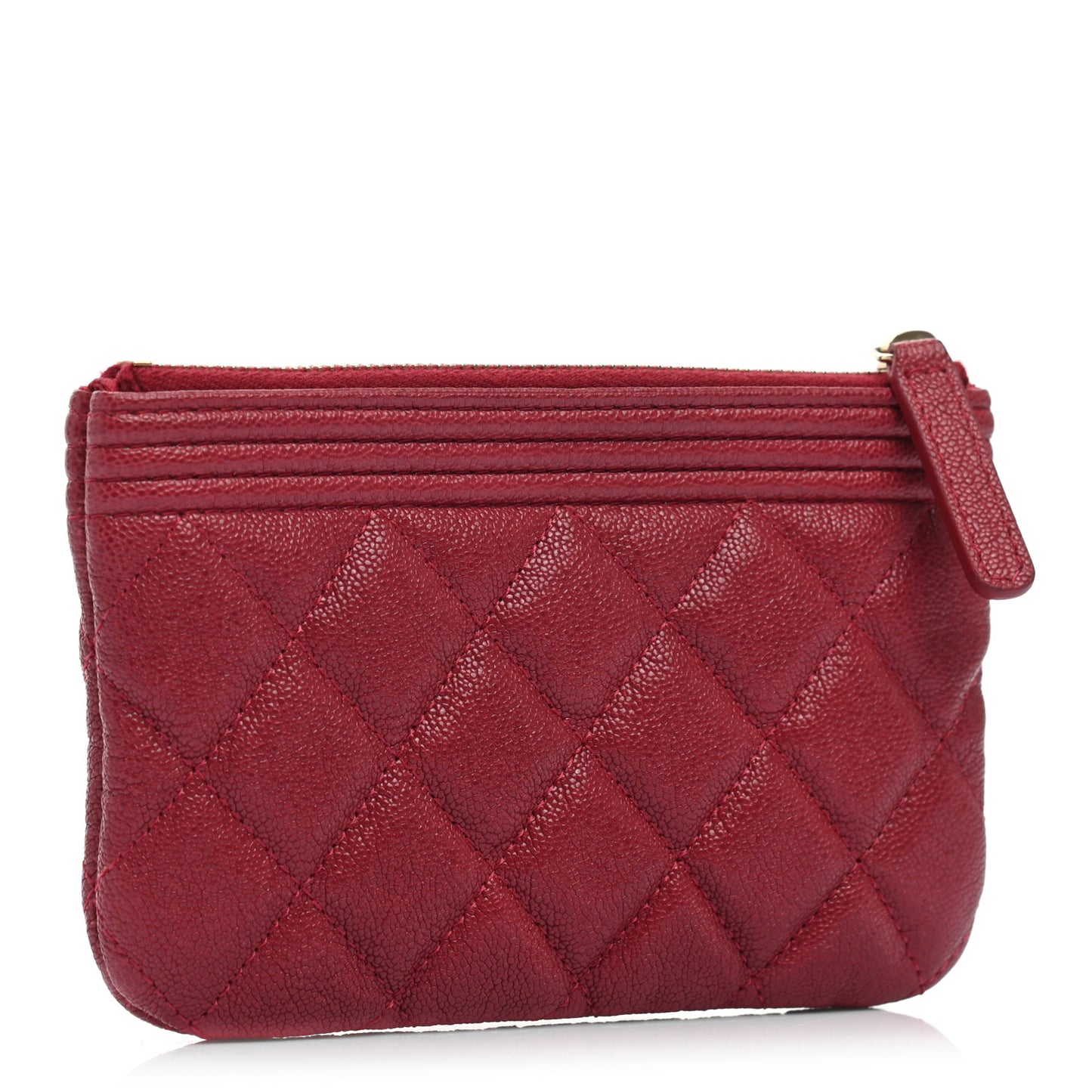 Caviar Quilted Zipped Boy Pouch Red