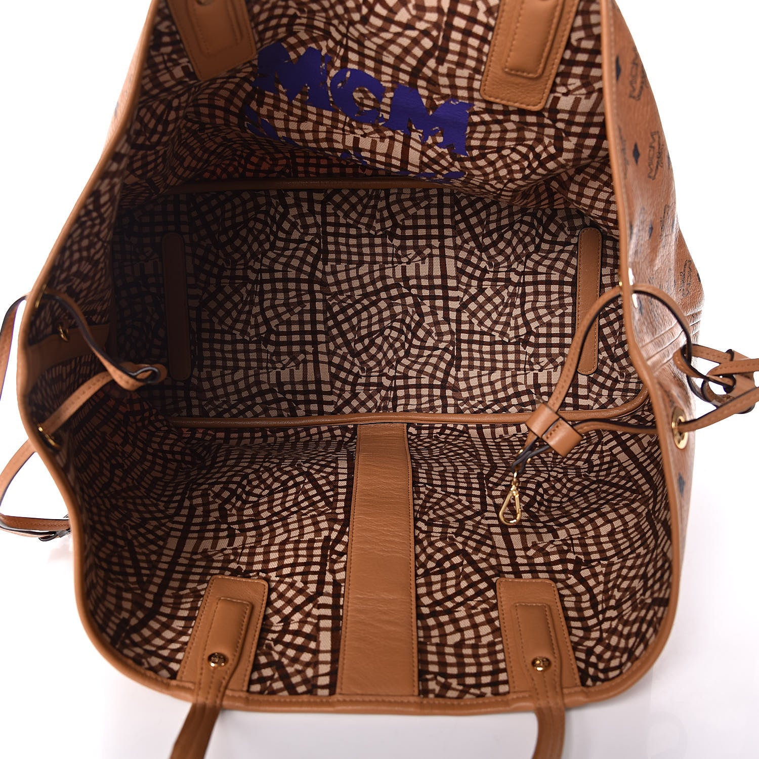 MCM Visetos Large Liz Reversible Shopper Tote Cognac 8 of 15