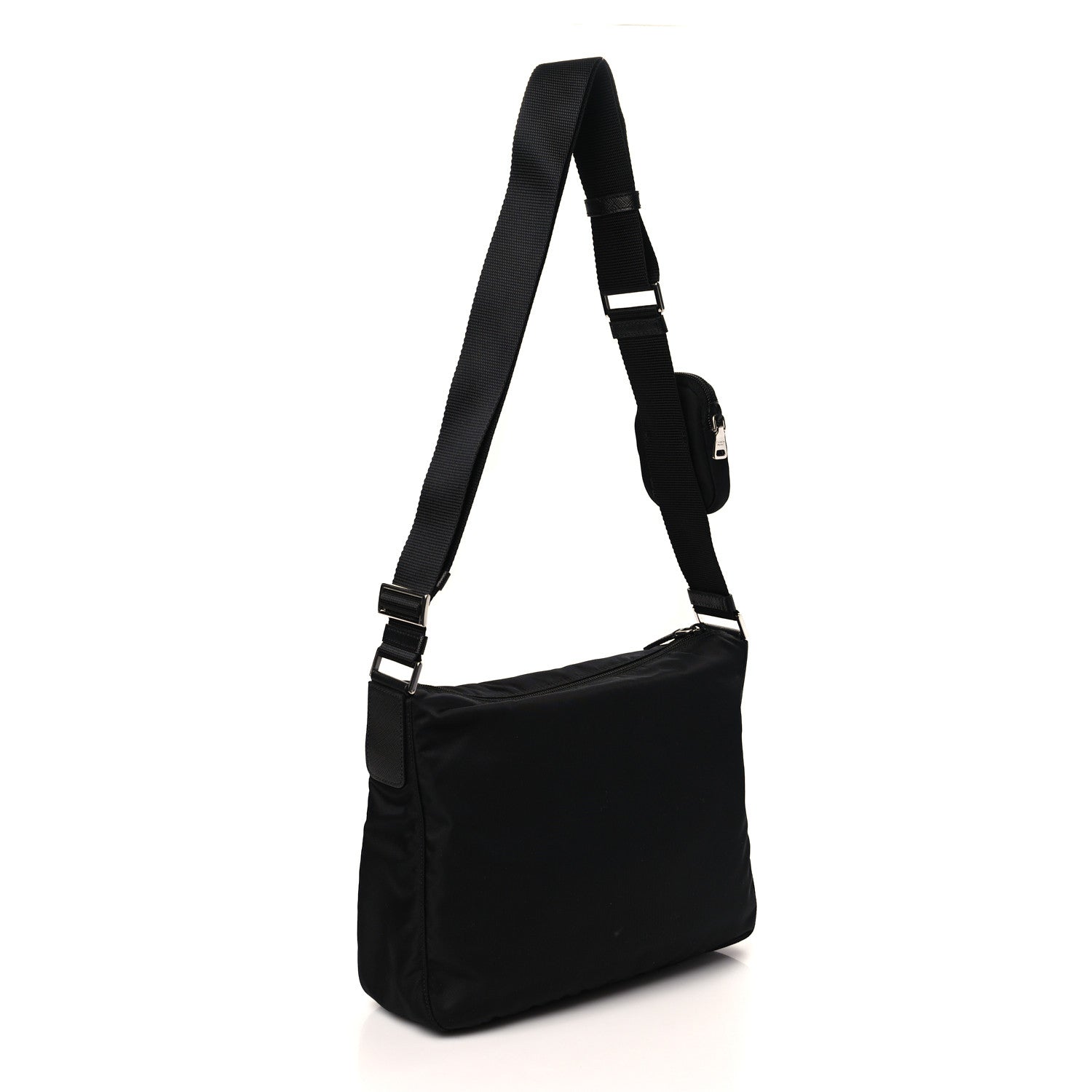 Prada Re-Nylon Vela Saffiano Pocket Double Zip Messenger Bag Black 3 of 9