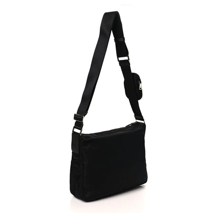 Prada Re-Nylon Vela Saffiano Pocket Double Zip Messenger Bag Black 3 of 9