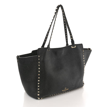 Valentino Garavani Pebbled Calfskin Medium Rockstud Tote Black 3 of 15