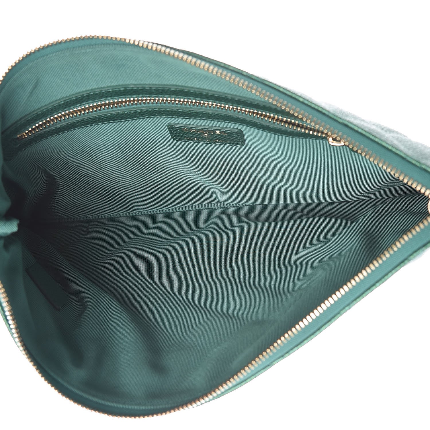 Chanel Metallic Caviar Quilted Medium Cosmetic Case Green 5 of 10
