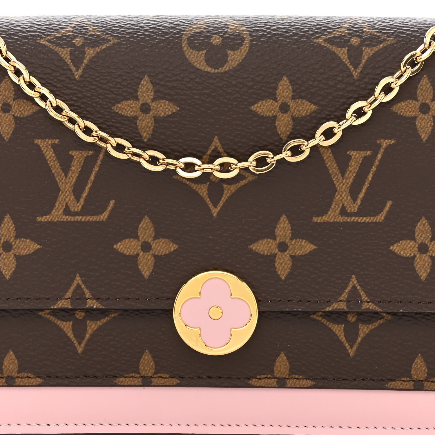Louis Vuitton Monogram Flore Chain Wallet Rose Ballerine 7 of 12