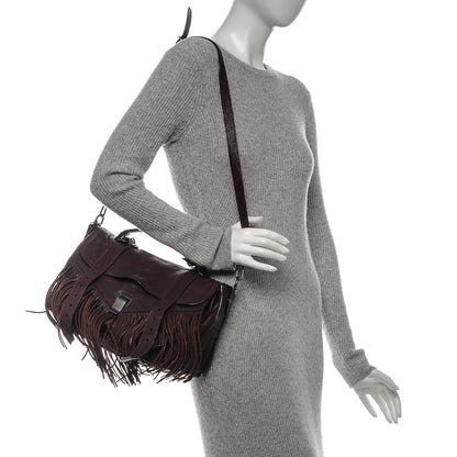Proenza Schouler Lambskin Fringe Medium PS1 Satchel Burgundy 2 of 7