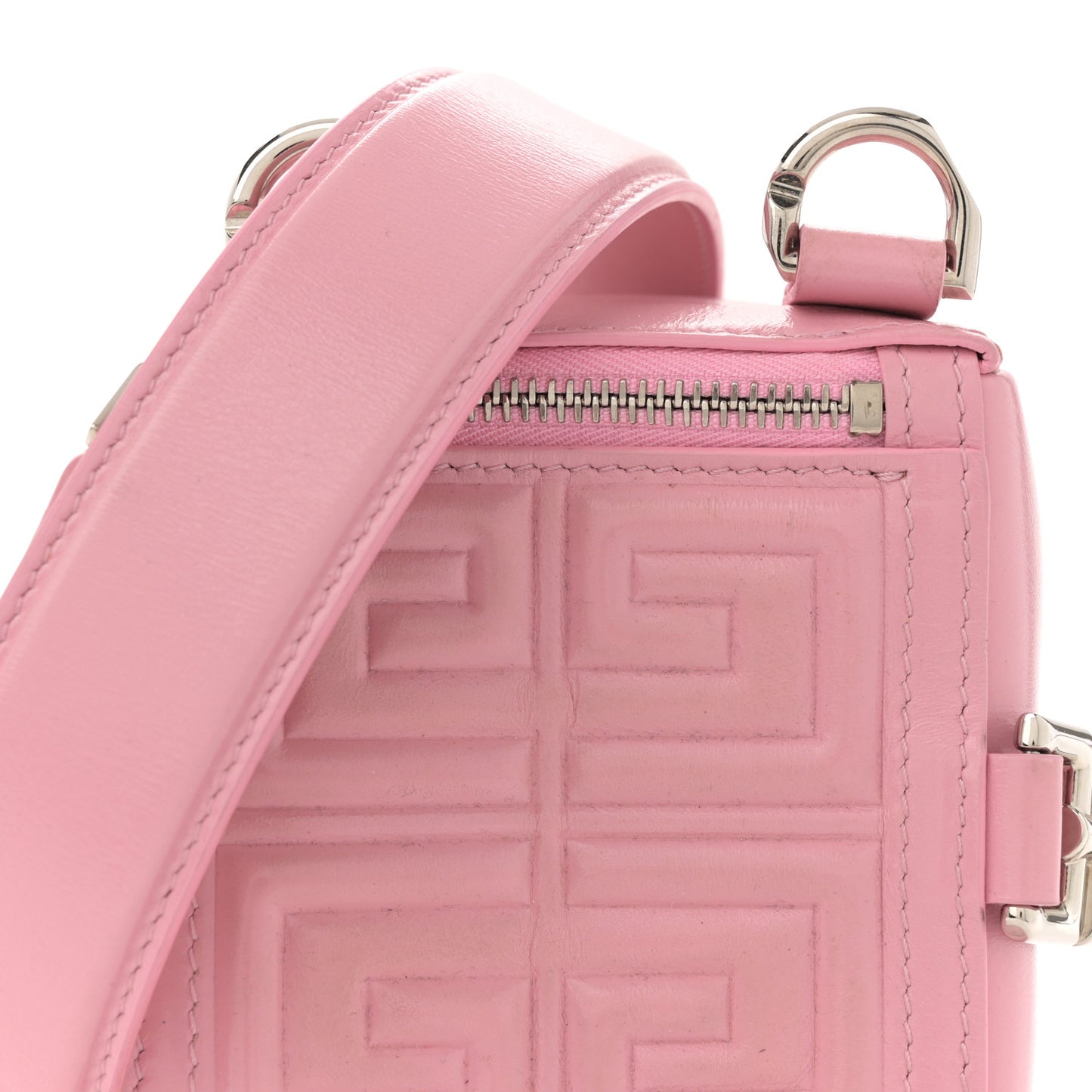 Patent Calfskin Mini Cube Pandora Chain Shoulder Bag Pink