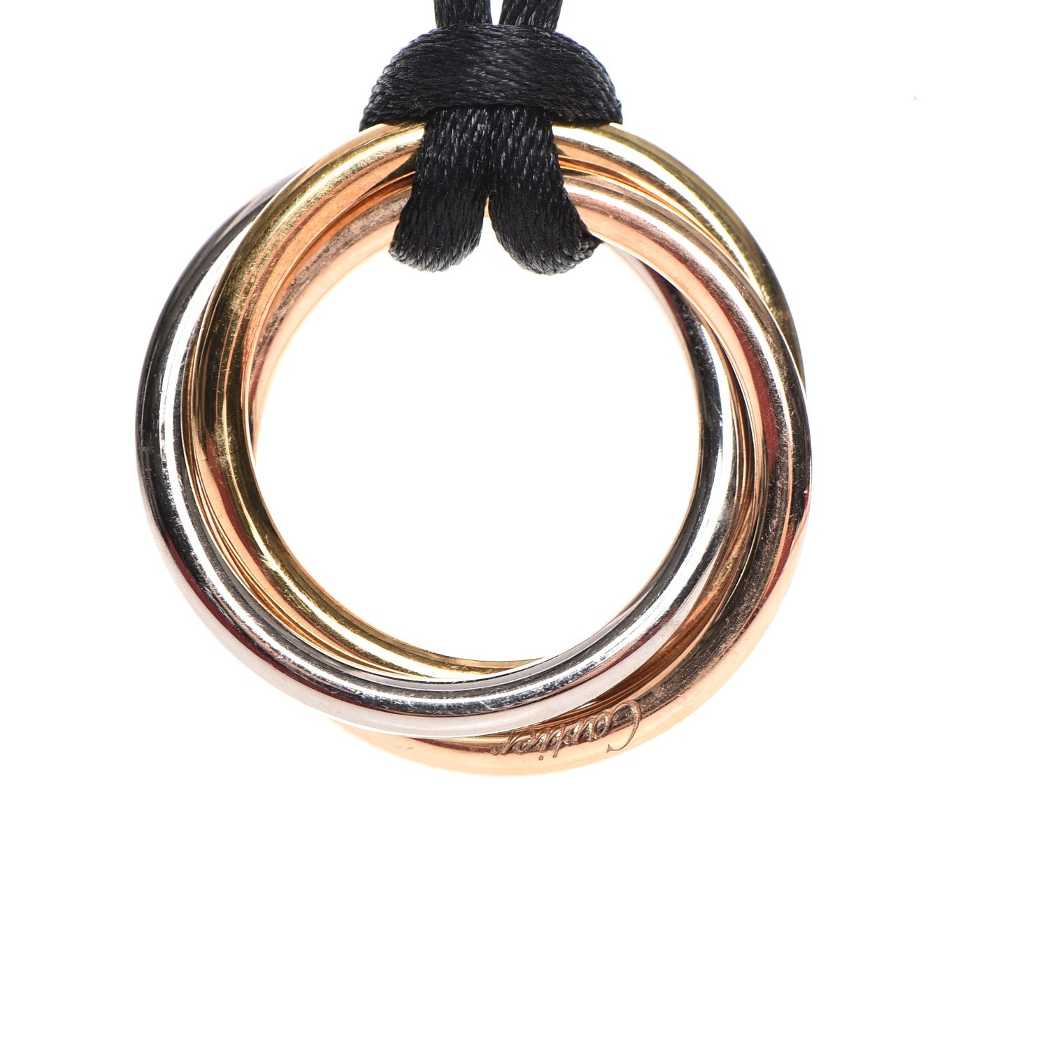 Cartier 18K Pink Yellow White Gold Trinity Cord Necklace 4 of 9