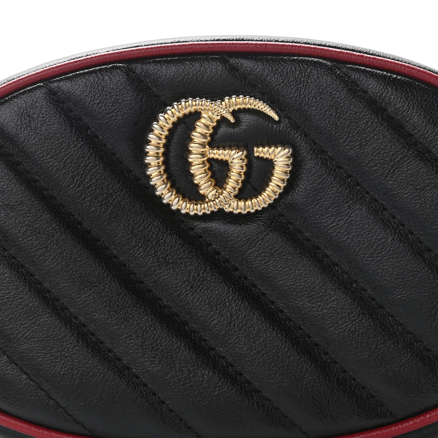 Gucci Azalea Calfskin Matelasse Diagonal Torchon GG Marmont Belt Bag 85 34 Black Romantic Cerise 8 of 10