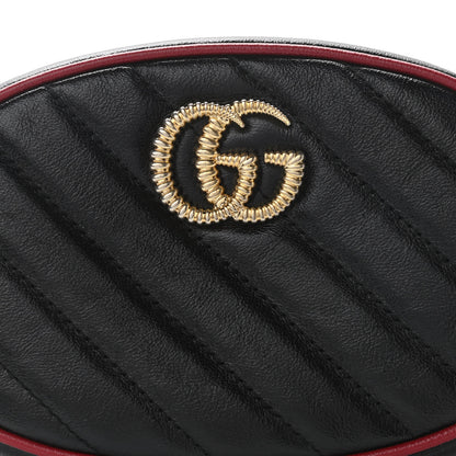 Gucci Azalea Calfskin Matelasse Diagonal Torchon GG Marmont Belt Bag 85 34 Black Romantic Cerise 8 of 10