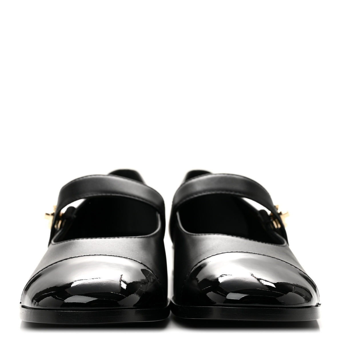 Calfskin Patent Mary Janes Flats 41 Black