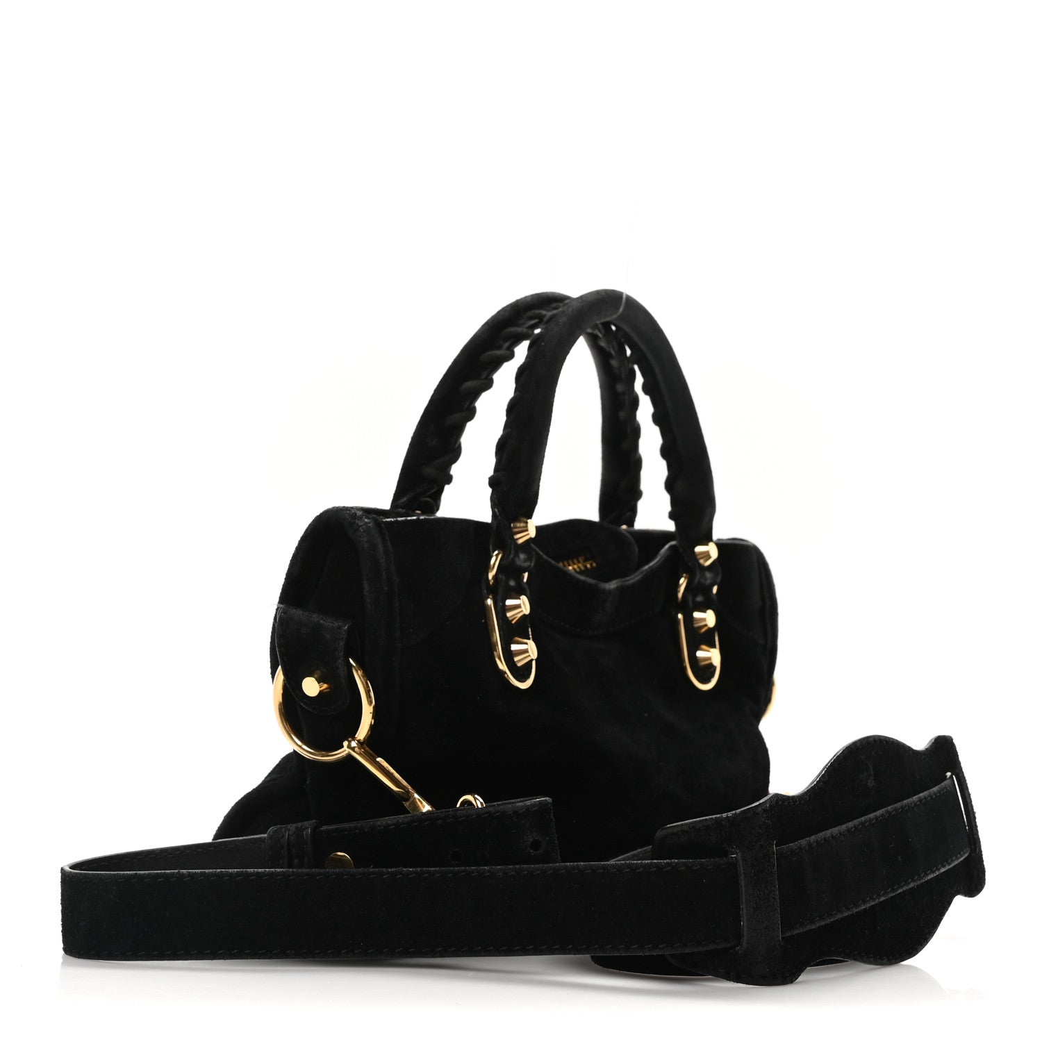 Balenciaga Baby Daim Suede Gold Metallic Edge Hardware Mini City Black 3 of 10