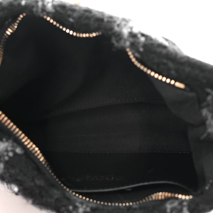 Chanel Cashmere Tweed Quilted CC Links Hobo Black Grey 5 of 12