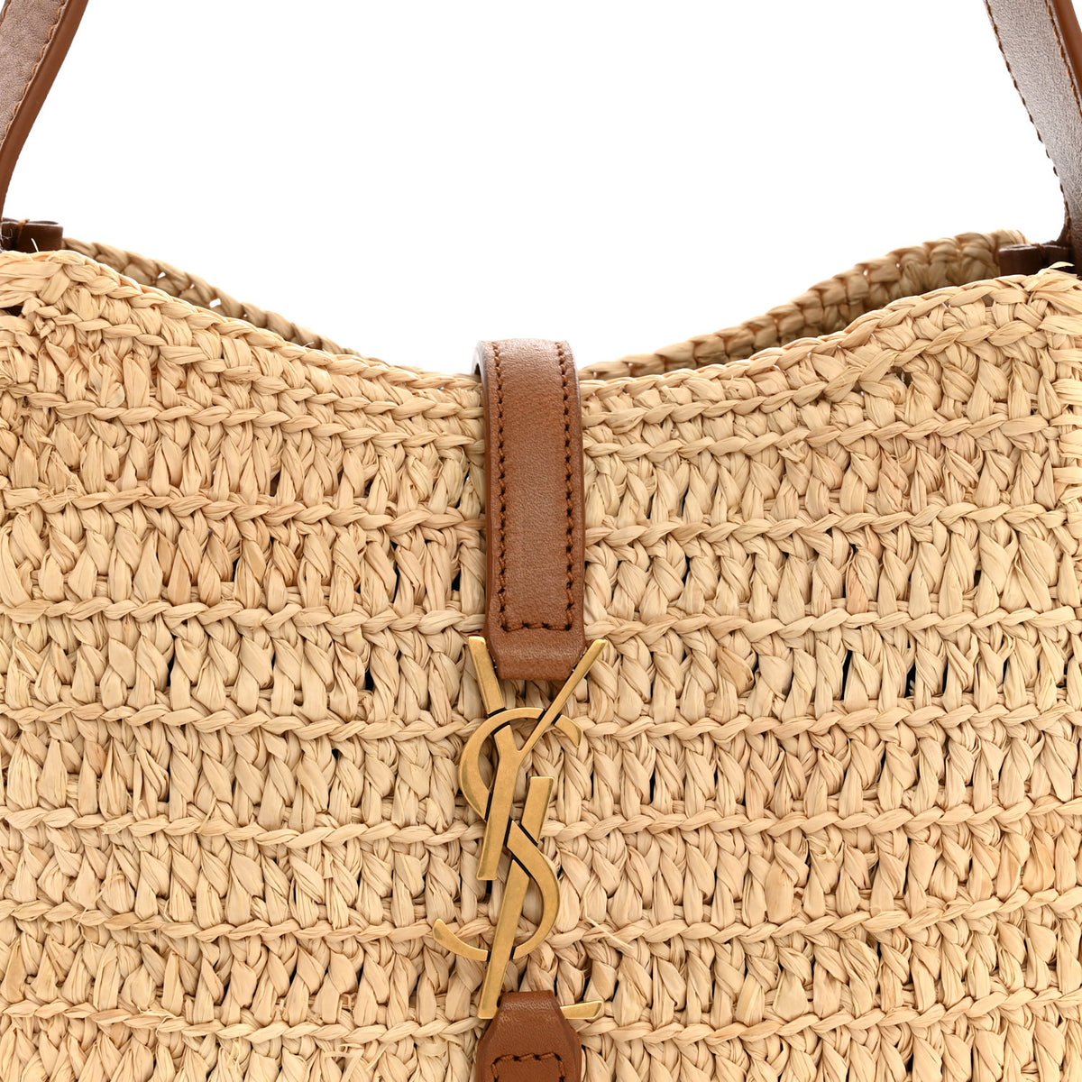 Saint Laurent Raffia Calfskin Le 5 A 7 Baby Hobo Natural Brick 9 of 11