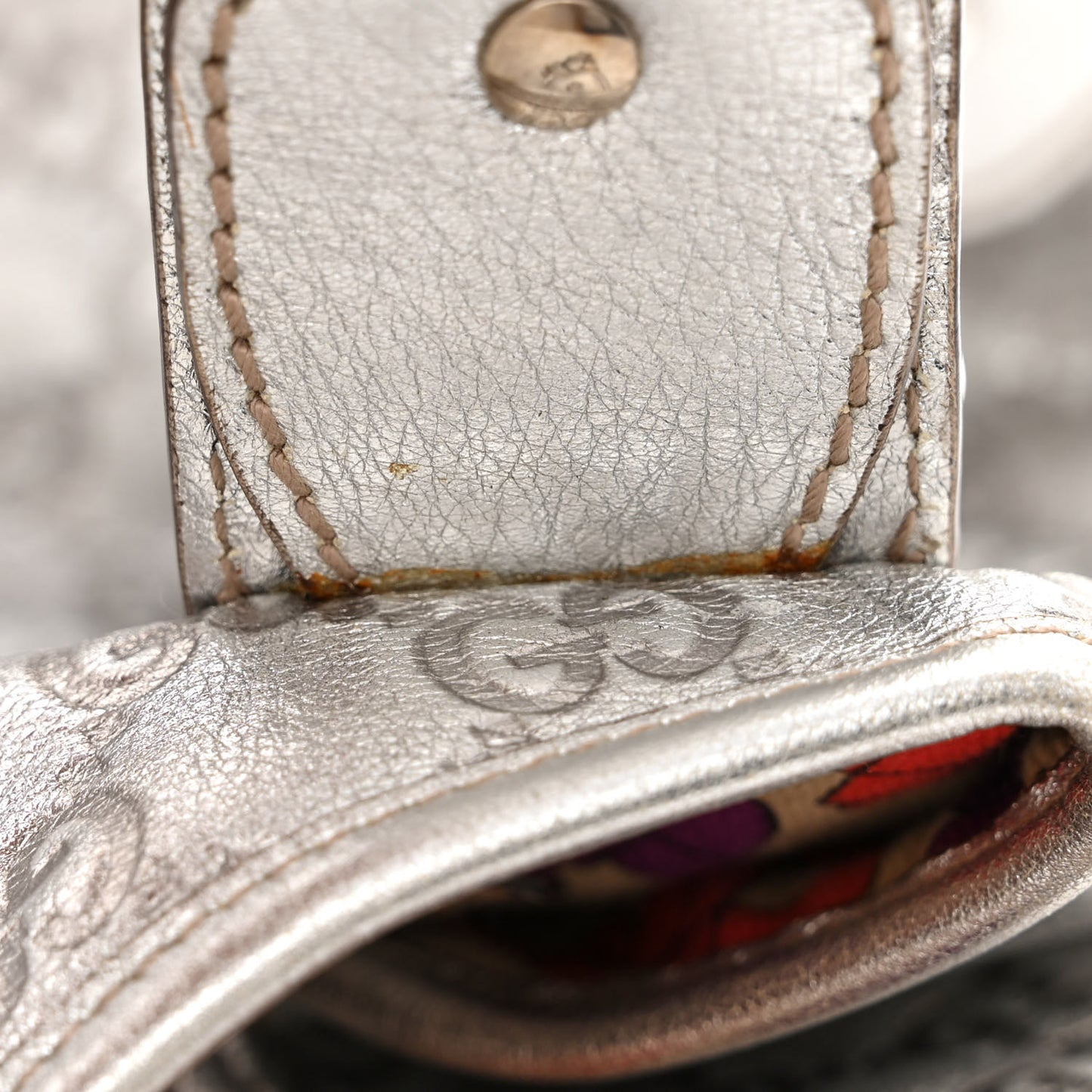 Metallic Guccissima Medium Pelham Shoulder Bag Silver