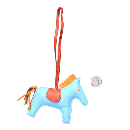Hermes Milo Lambskin Grigri Rodeo Horse Bag Charm GM Celeste Naturel Bouton D'Or Cornaline 2 of 4