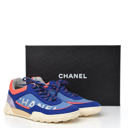 Chanel Wool Nylon Lambskin Suede Calfskin Womens Logo Sneakers 40 Blue Coral 9 of 9