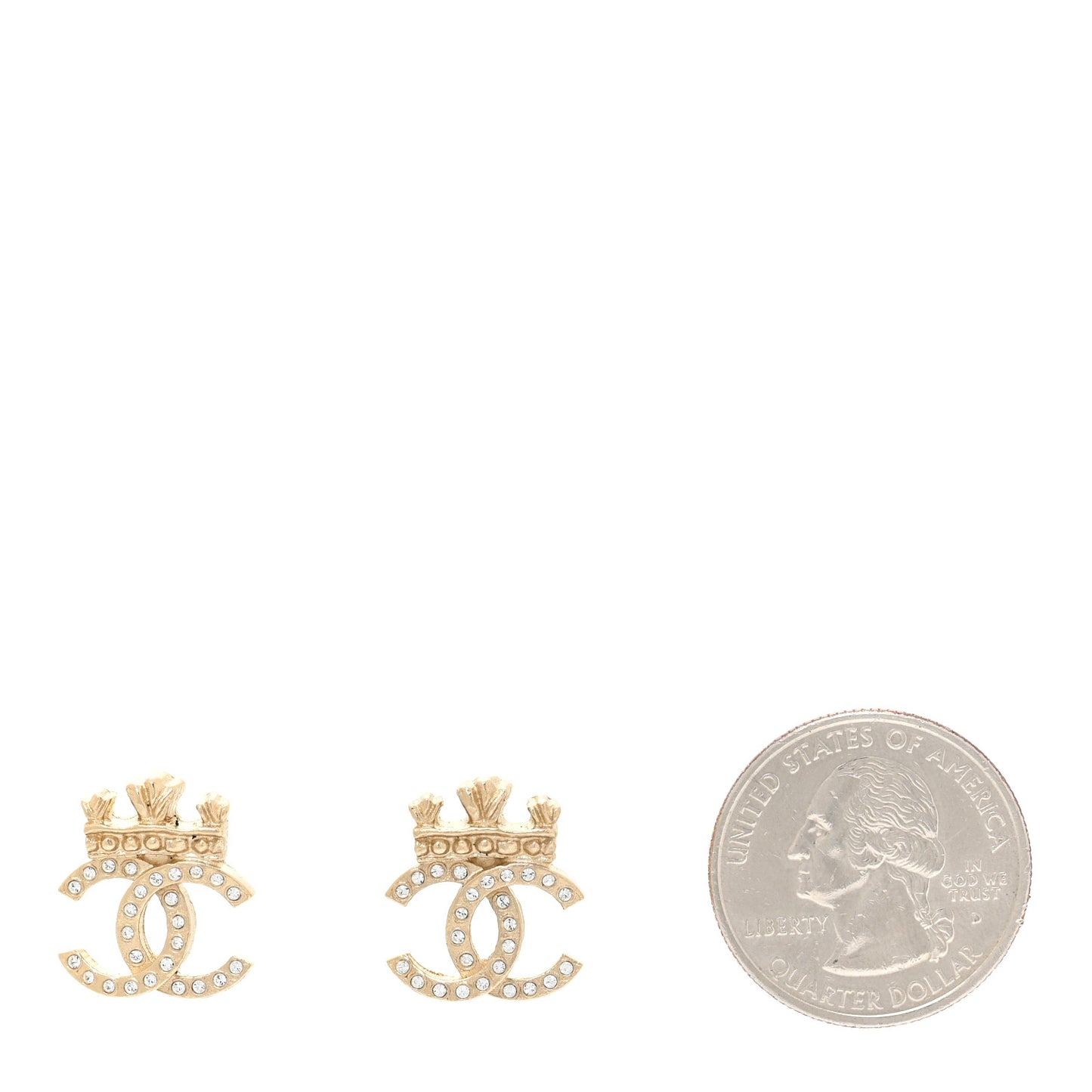 Crystal CC Crown Earrings Gold