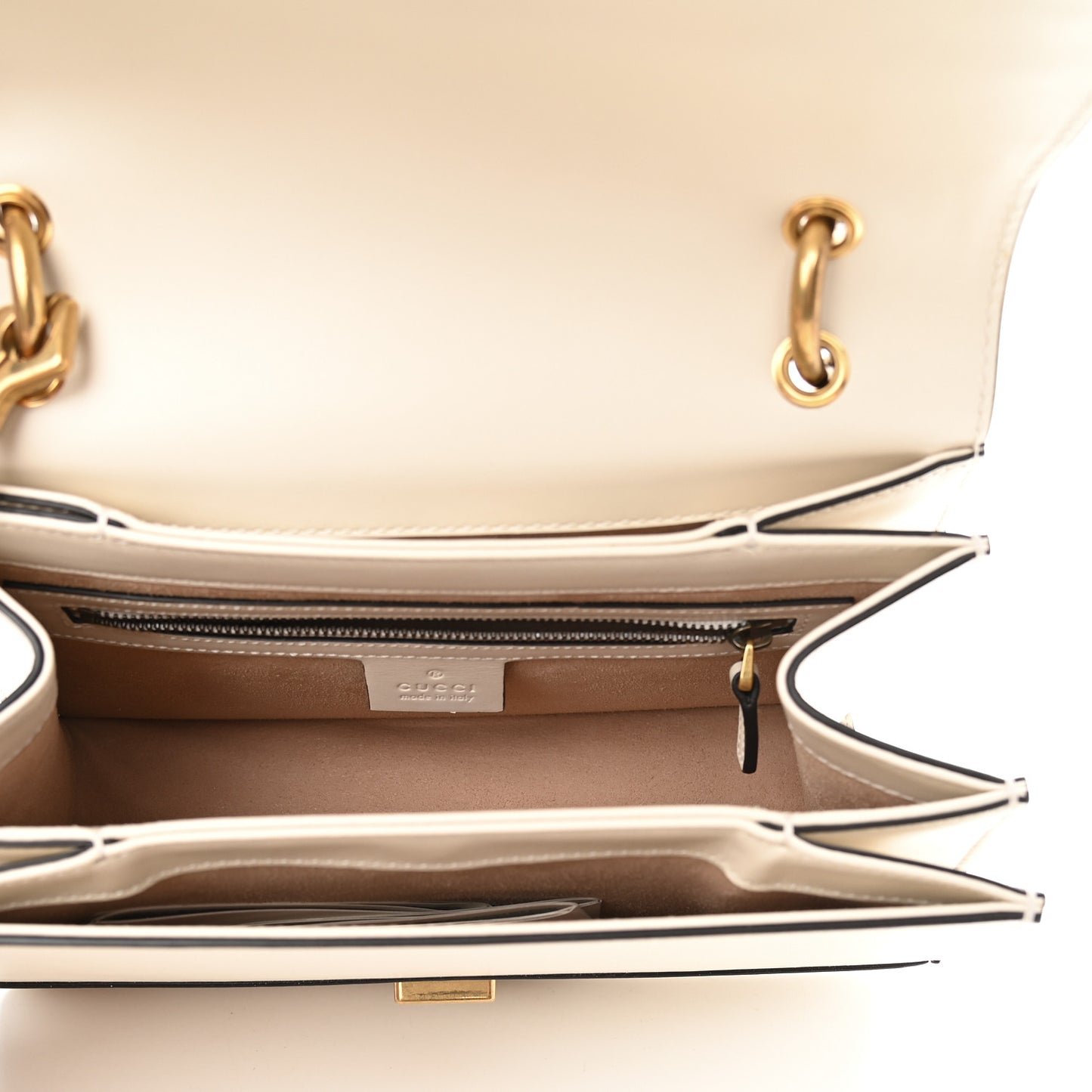 Calfskin Sylvie Web Small Queen Margaret Top Handle Bag White