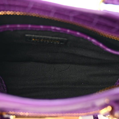 Balenciaga Calfskin Crocodile Embossed Gold Metallic Edge Hardware Nano City Purple 6 of 11