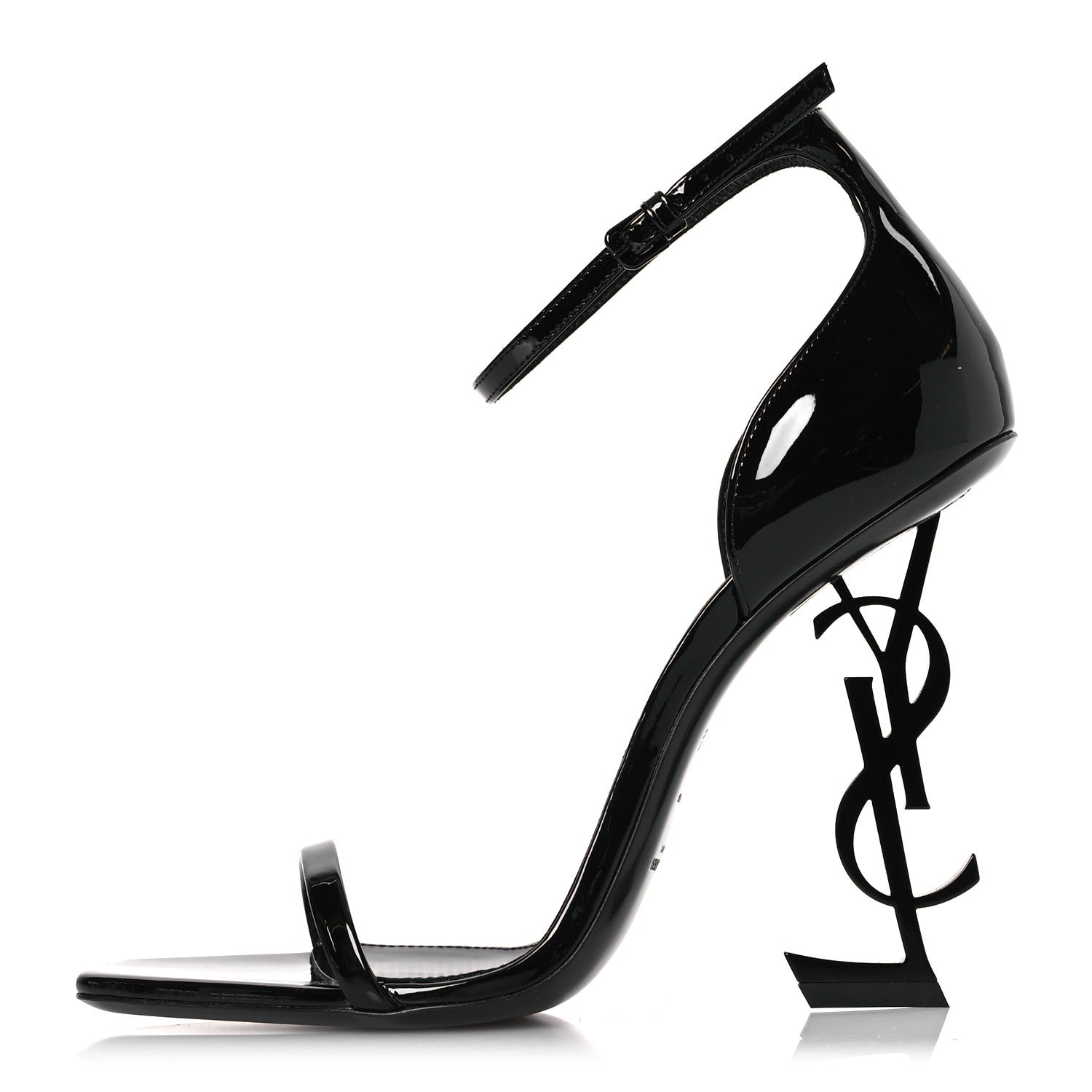 Saint Laurent Patent Calfskin Opyum 110 Sandals 39.5 Black 1 of 11