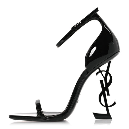 Saint Laurent Patent Calfskin Opyum 110 Sandals 39.5 Black 1 of 11