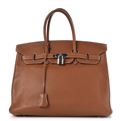 Hermes Taurillon Clemence Birkin 35 Gold 1 of 43