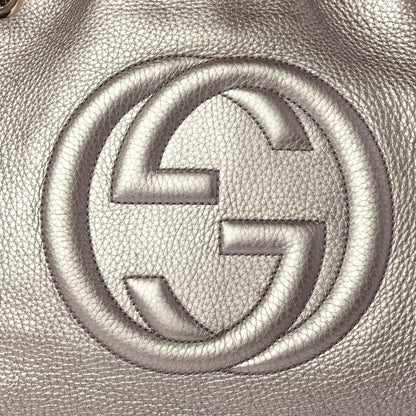 Gucci Metallic Pebbled Calfskin Medium Soho Chain Shoulder Bag Golden Beige 12 of 12