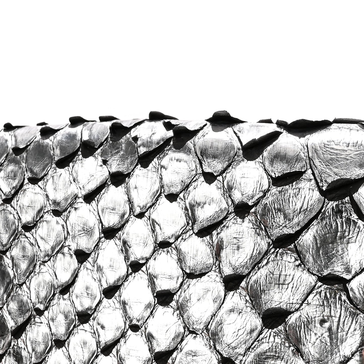 Metallic Snakeskin Skull Envelope Clutch Silver