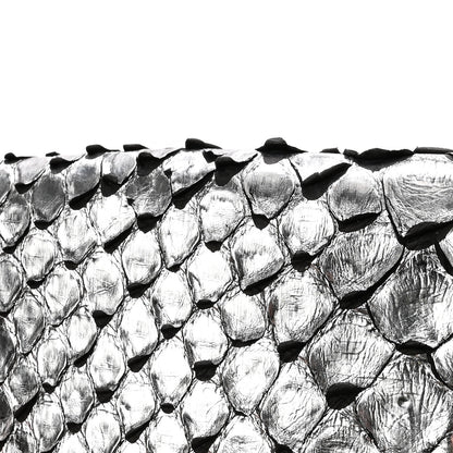 Alexander McQueen Metallic Snakeskin Skull Envelope Clutch Silver 9 of 10