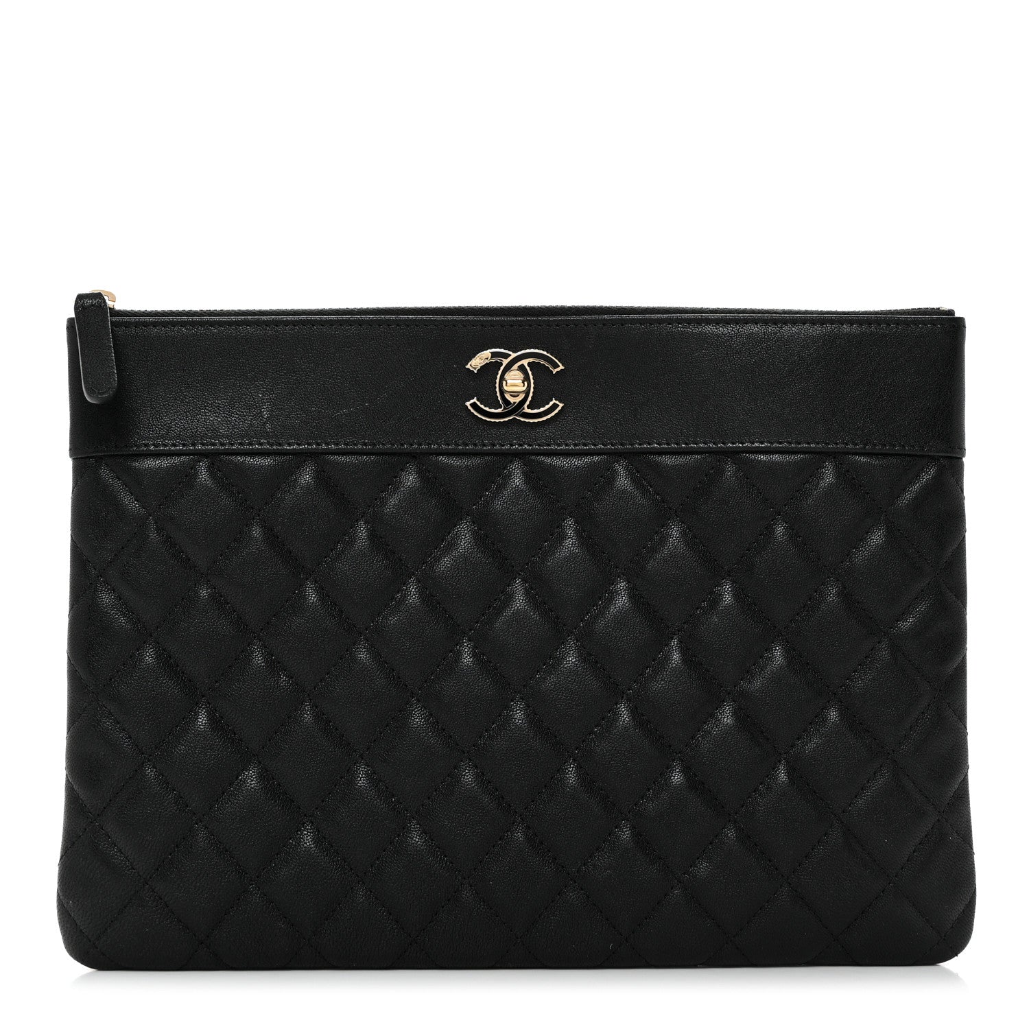 Chanel Caviar Quilted Mademoiselle Vintage Large Zip Pouch Black 1 of 8