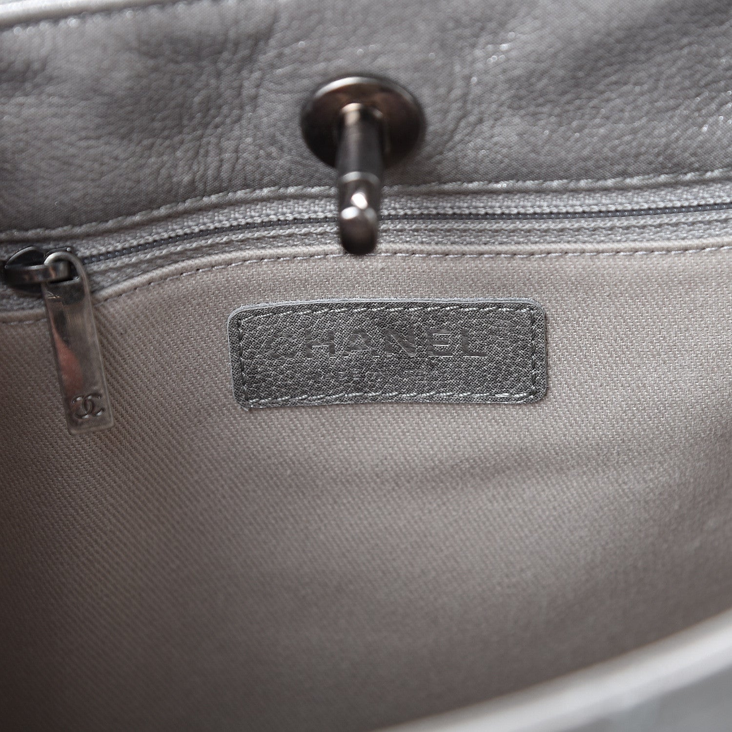 Chanel Metallic Calfskin Quilted Small Shopping In Chains Tote Silver 5 of 9