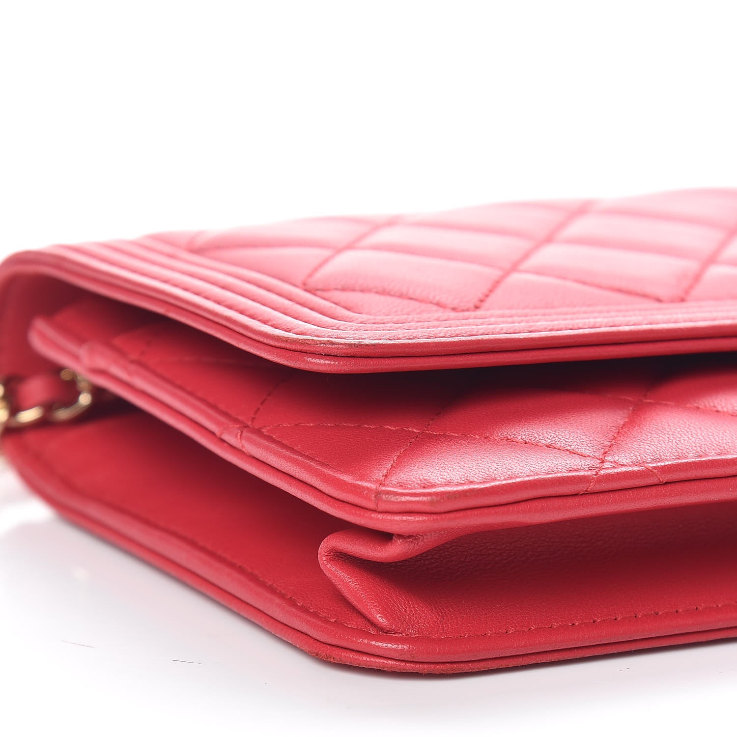 Chanel Lambskin Quilted Boy Wallet On Chain WOC Dark Pink 9 of 12