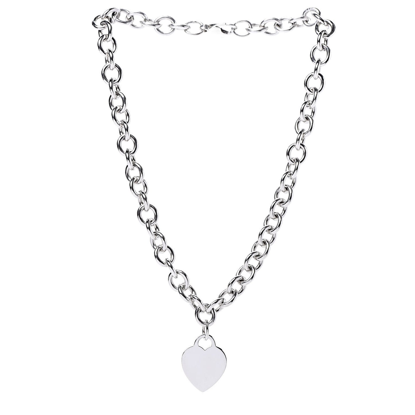 Sterling Silver Heart Tag Necklace