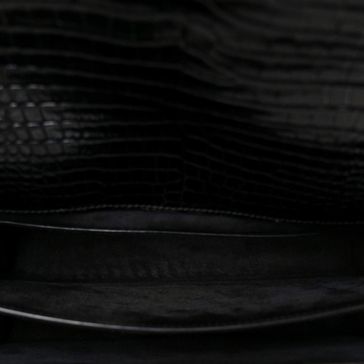 Calfskin Crocodile Embossed Large Monogram Sunset Black
